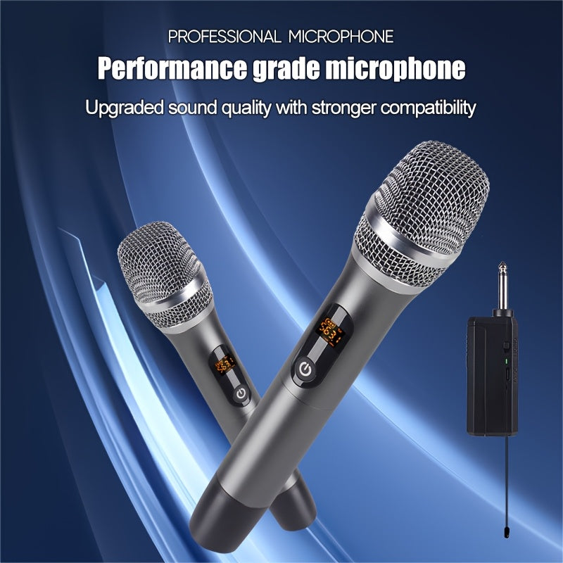 Juego de Micrófono Inalámbrico Profesional NXG - Sistema Dual UHF con Receptor USB, Batería Recargable de 1200mAh, Ideal para Karaoke, Escritorio, Presentaciones y Bodas