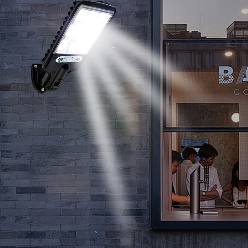 Linterna Solar LED con Sensor de Movimiento, 3 Modos de Iluminación, Ideal para Patio, Jardín, Calle, Valla y Áreas Exteriores, Carga por Panel Solar