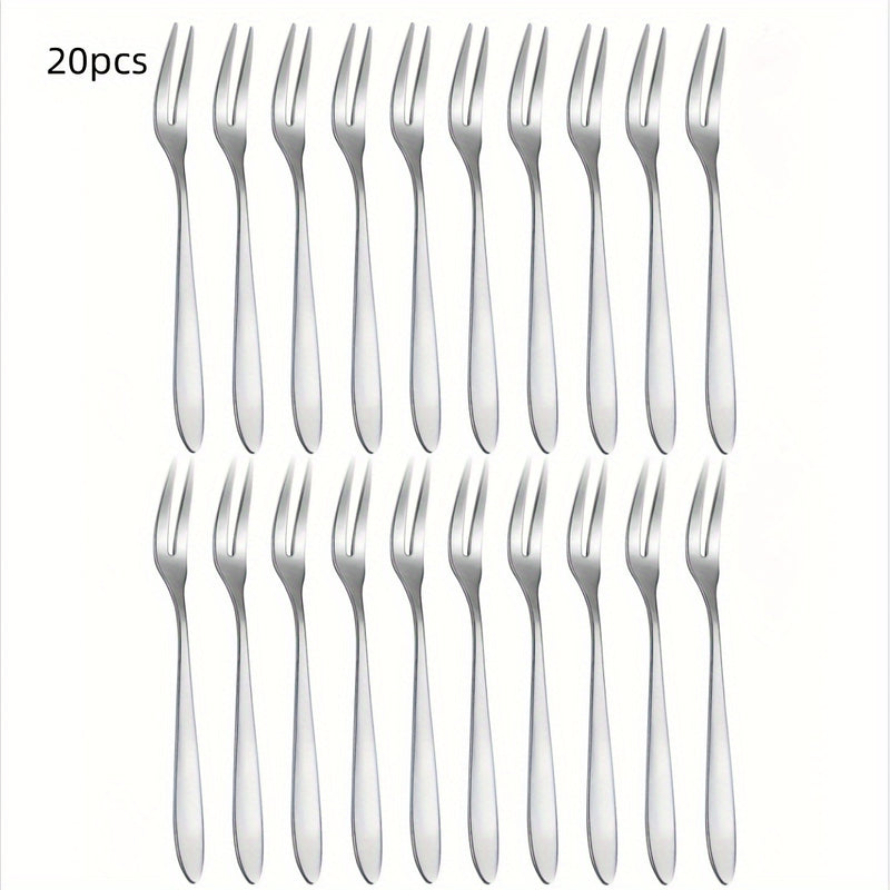 10/20/50 piezas Juego de tenedores de postre de acero inoxidable, tenedores de pastel modernos, tenedores para ensalada de frutas, utensilios de cocina reutilizables, para uso doméstico y en restaurantes