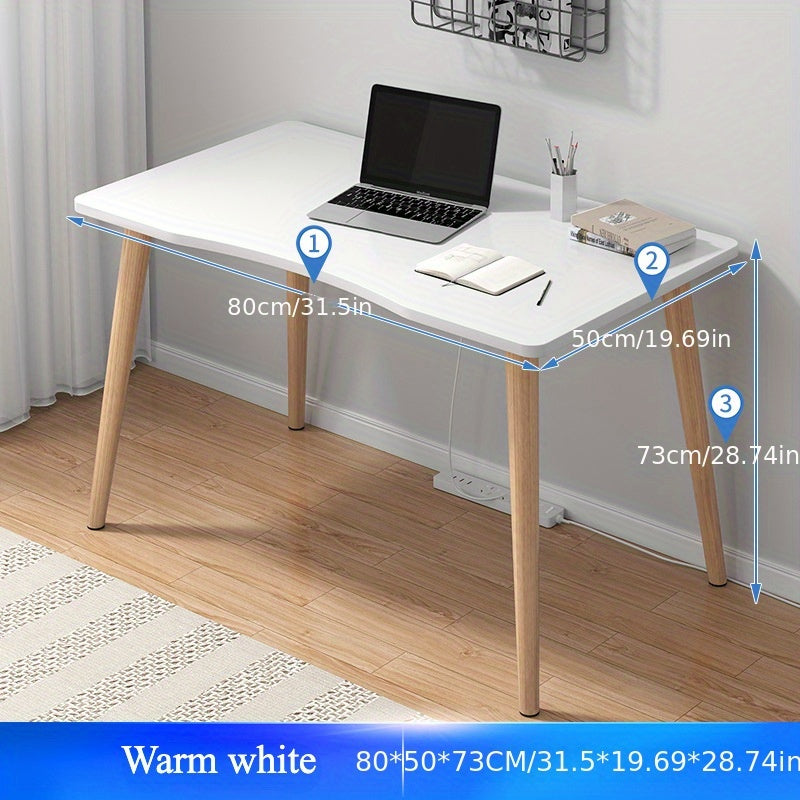 Escritorio moderno escandinavo para oficina en casa con patas de madera maciza, estructura de base de madera dura resistente, no eléctrico, de pie, ideal para diferentes tipos de habitaciones