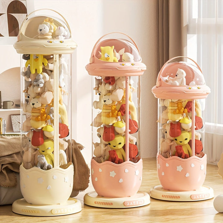 1pieza Cubo de almacenamiento de muñecas redondo transparente con ruedas - Estilo multi-funcional con cremallera - Solución perfecta de organización para el hogar y regalo ideal para cumpleaños y festividades