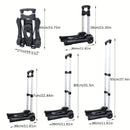 1 pieza de camión de mano plegable de aluminio ligero con 2 ruedas - Carrito de equipaje portátil y plegable para viajes de aeropuerto y mudanzas, negro, esenciales para el viaje | Manija ergonómica | Base de plástico duradera, carrito de viaje