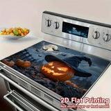 1pc Protector de Estufa para Halloween - Diseño de Sombrero de Bruja y Calabaza, Cubierta Antideslizante para Cocina/Gas/Horno - Decoración Fácil de Limpiar en Poliéster, Adorno Espeluznante para Hogar o Fiestas, Diseño 2D Plano