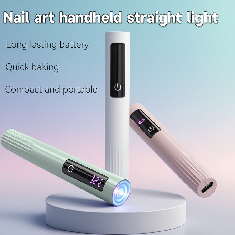 Esta lámpara de uñas de secado rápido con doble temporizador está diseñada para evitar que las manos se oscurezcan, cuenta con pantalla táctil, ofrece una larga duración de la batería con carga USB y es una lámpara recta portátil mini adecuada para viaje