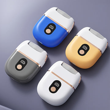 Máquina de picar carne eléctrica con visibilidad de batería, operación de un solo botón, eliminación de luz muerta beige, sin pies, con reemplazo desmontable para uso doméstico, exfoliante para el cuidado de los pies.