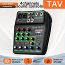 TAVOSOP Profesional 4 canales, mezclador de audio portátil, mezclador estéreo mini DJ con USB, verde, material ABS, compatible con interfaz de audio y tarjeta de sonido para producción musical en casa, DJ Karaok
