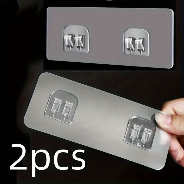 2pcs Soportes Adhesivos para Estante de Pared - Instalación Fácil Sin Taladro, Plástico Transparente Duradero, Accesorios de Almacenamiento Montados en la Pared Estilo Contemporáneo para Organización del Hogar y Oficina, Diseño Moderno de Ganchos Utilita