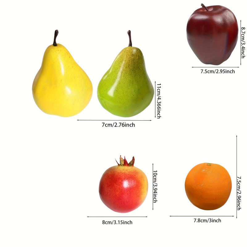 Juego de 6 piezas de frutas artificiales de alta simulación (manzana, pera, granada, naranja, limones), decoración para fiestas navideñas, cocina, hogar, modelos de frutas simuladas