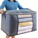 1pc Bolsa De Almacenamiento De Ropa De Gran Capacidad Con Asa Reforzada, Cremallera Resistente, Para Edredones, Mantas, Ropa De Cama