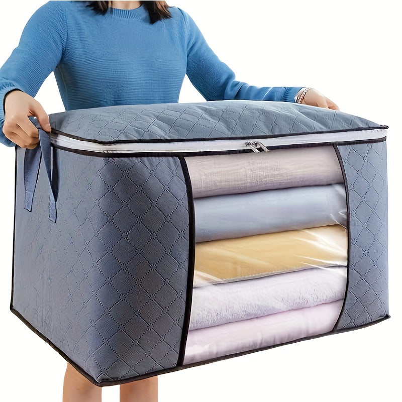 1pc Bolsa De Almacenamiento De Ropa De Gran Capacidad Con Asa Reforzada, Cremallera Resistente, Para Edredones, Mantas, Ropa De Cama