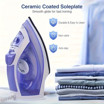 1 pieza de 1200W, plancha de vapor de alta potencia para ropa, plancha de vapor para ropa, base antiadherente, mano de obra doméstica, baja temperatura, hermética, alta presión, vapor, temperatura ajustable, antiobstrucción, multifuncional, agua pulveriz