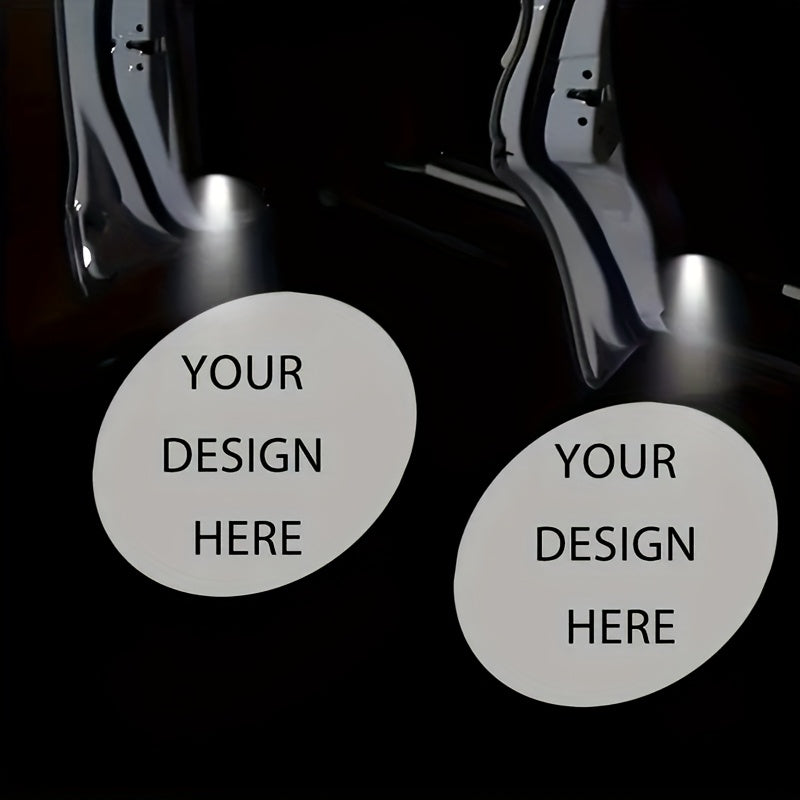 4 unidades de luces de bienvenida LED personalizables con diseño de fibra de carbono - Sin batería, alimentadas por batería, ideales para coches y SUV, perfectas para bodas, cumpleaños, fiestas y más, visualización de imagen personalizada, luces de boda