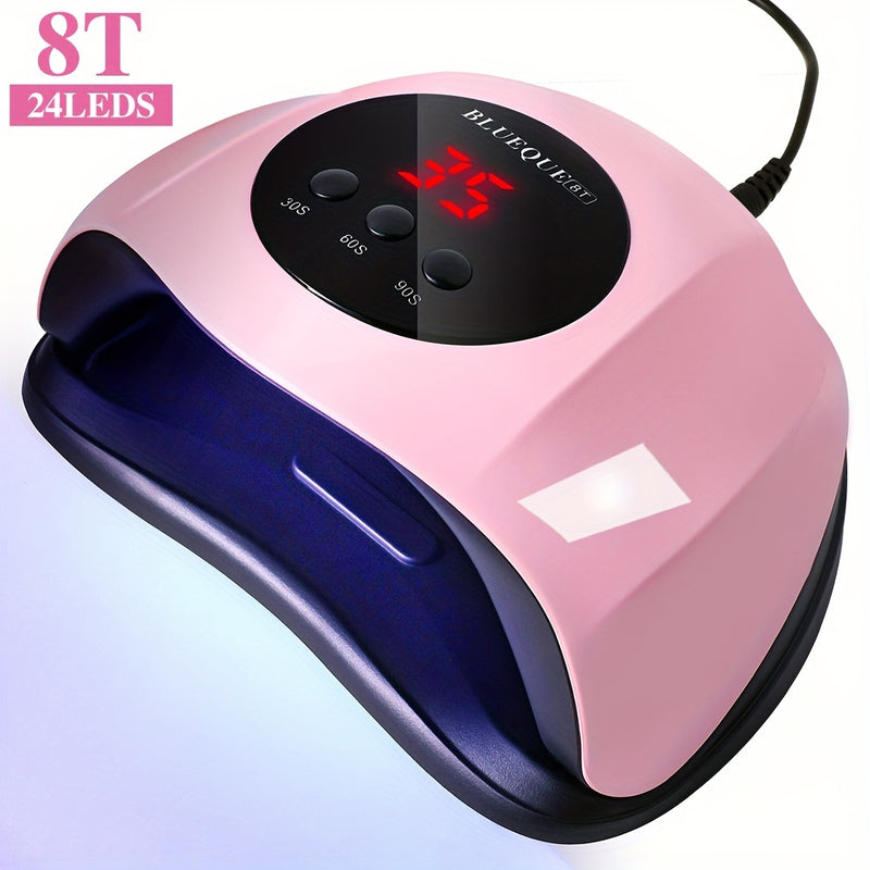 Lámpara de secado de uñas LED de 24 luces con cable USB - Luz profesional para gel de uñas para el hogar, 8W-24W, distribución uniforme, luz ascendente/descendente para uñas de gel, herramienta de cuidado de uñas de calidad de salón, accesorio de arte de