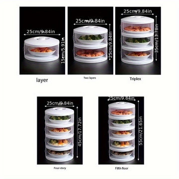 Cubierta de Alimentos de Plástico Transparente Apilable - Multifuncional, a Prueba de Polvo y Conservadora de Frescura para Sobras y Comidas