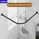 Barra Curva Ahorradora de Espacio para Cortina de Ducha LOMILD - Fácil Instalación, Sin Taladro ni Opciones de Montaje en Pared, Construcción Metálica para Decoración de Baño