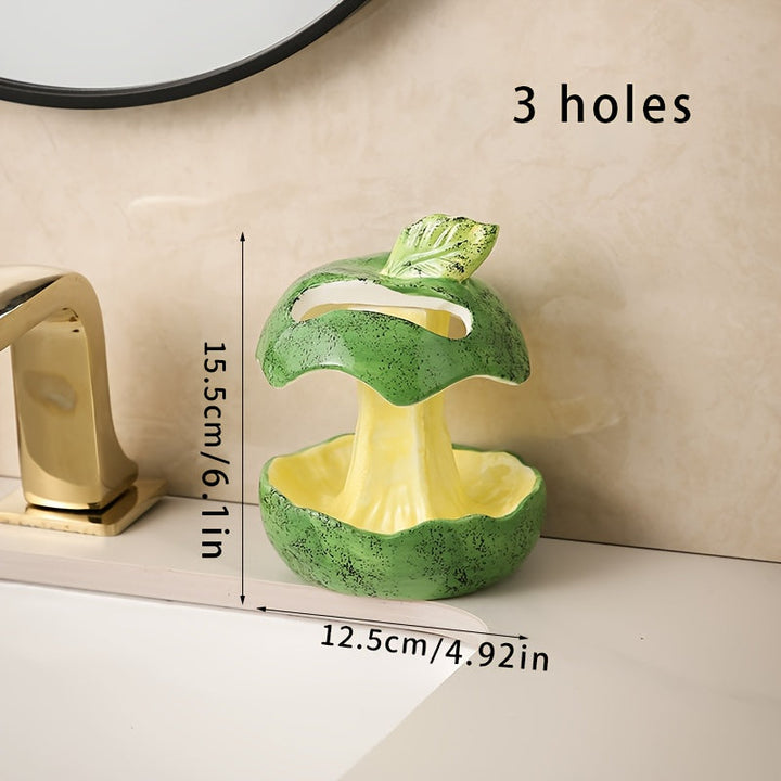 1pc estante de cerámica en forma de manzana para pasta dental y cepillo, reutilizable, ideal para tocador del baño, disponible en dos estilos y colores, decoración navideña o de Halloween