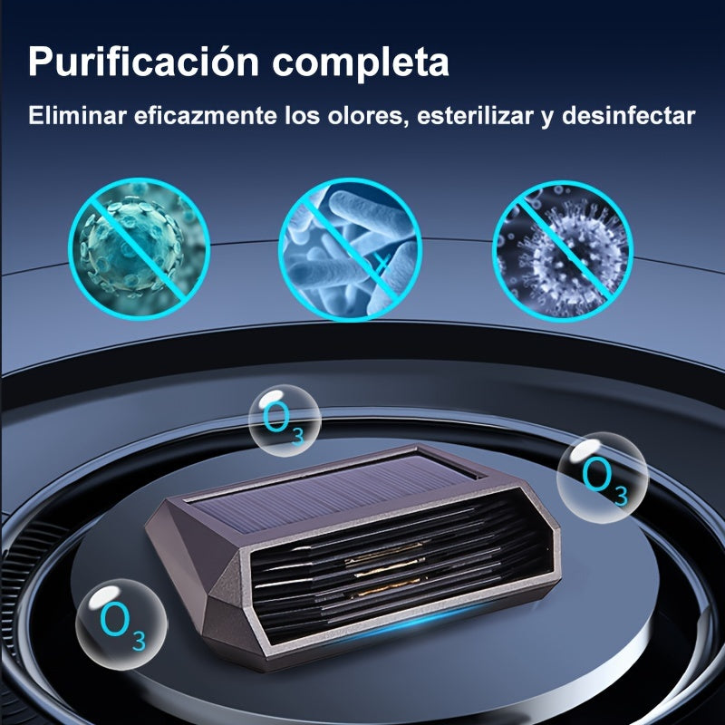 Purificador de aire para auto con energía solar y sensor de movimiento inteligente - Enciende/apaga automáticamente, no necesita energía eléctrica, panel solar de alta eficiencia y batería de litio incorporada para aire fresco en movimiento