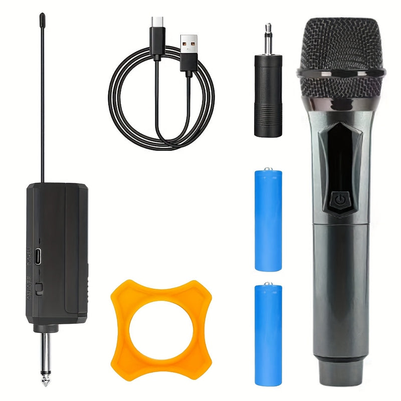 Sistema de micrófono inalámbrico, micrófono de karaoke portátil recargable con enchufe de 6,35 mm y adaptador de 3,5 mm, adecuado para fiestas, reuniones y bodas.
