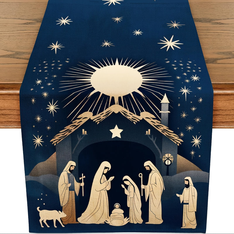 1pc, Camino de Mesa Navideño Estilo Granja para Decoración de Cocina y Comedor en Invierno - Adorno Festivo 13x48/13x72/13x108 Pulgadas para Interiores y Exteriores, Hogar o Fiestas