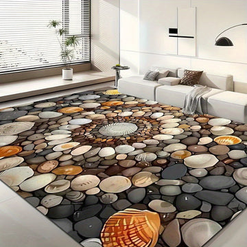 1 pieza, alfombrilla de suelo con estampado de conchas y piedras, adecuada para alfombrilla de cocina, pasillo, entrada de dormitorio, baño, entrada de baño, dormitorio, entrada de dormitorio, sala de estar, entrada de sala de estar, alfombrilla de suelo