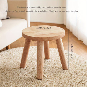 Taburete Redondo de Madera Maciza Clásico - Perfecto para Cambiar Zapatos, Uso en Casa y Oficina