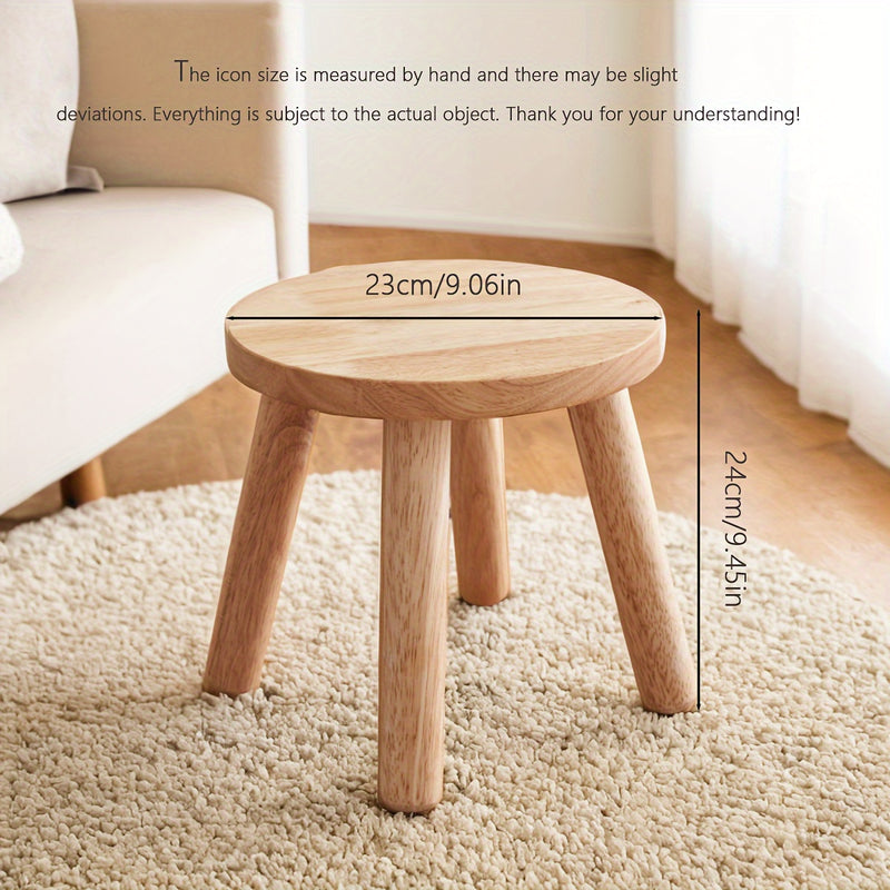 Taburete Redondo de Madera Maciza Clásico - Perfecto para Cambiar Zapatos, Uso en Casa y Oficina