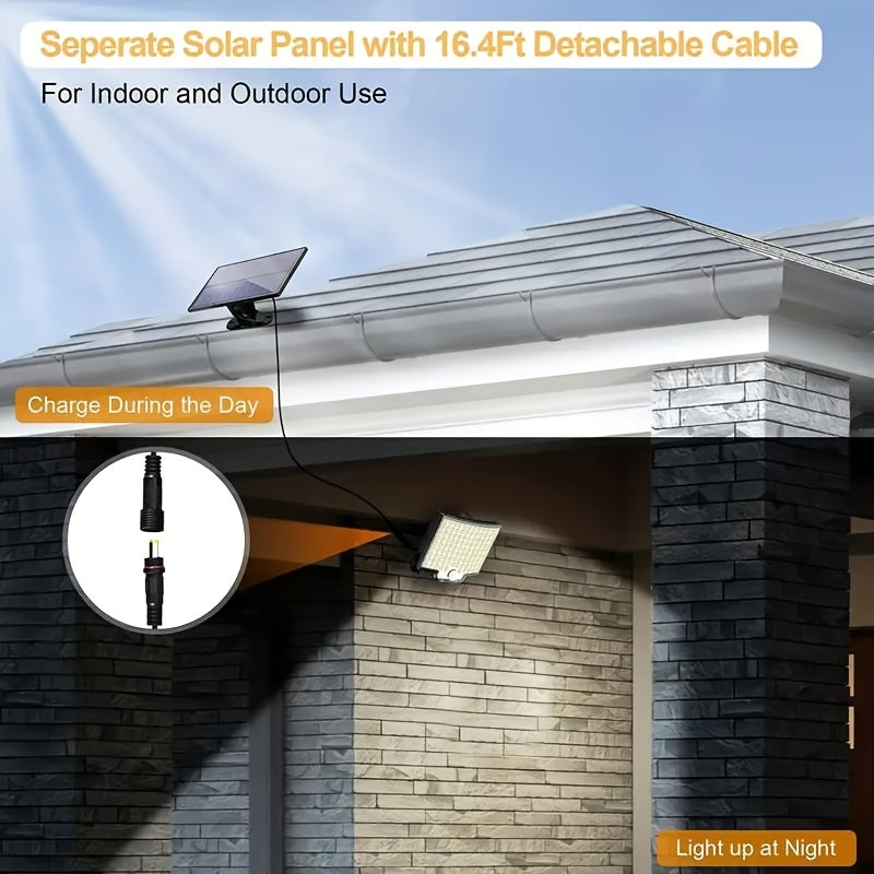 Linterna solar multifuncional con sensor de inducción y división, luz de camino IP44, luz nocturna, iluminación para almacén, adecuada para jardín, garaje, farola comercial y camping