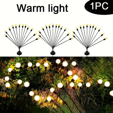 Luces Solares de Jardín FACHOI con Lucecitas LED - 12 Luces Cálidas Blancas, 8 Modos de Iluminación, Impermeable, Decoración para Exteriores y Caminos en Fiestas, Bodas y Festivales