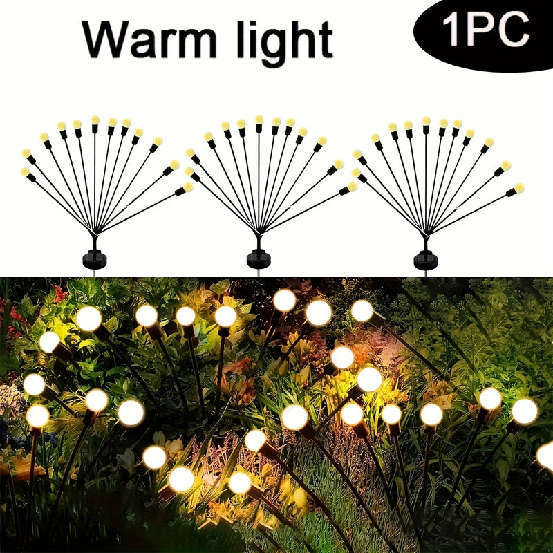 Luces Solares de Jardín FACHOI con Lucecitas LED - 12 Luces Cálidas Blancas, 8 Modos de Iluminación, Impermeable, Decoración para Exteriores y Caminos en Fiestas, Bodas y Festivales