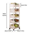 Carrito de Almacenamiento Rodante de 5 Niveles con Ruedas - Organizador Multifuncional de Plástico Duradero para Cocina, Sala de Estar y Hogar - Fácil Montaje, Sin Necesidad de Energía, Ideal para Aperitivos, Libros y Productos Frescos, Carro de Cocina