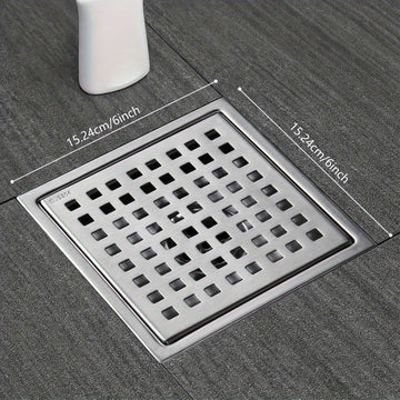Desagüe de Ducha Cuadrado de Acero Inoxidable 304 con Cubierta Extraíble - Diseño Moderno para Baños y Cocinas, Rejilla Fácil de Limpiar, Base Resistente a la Corrosión, Capturador de Cabello, Colador para Fregadero de Cocina, Estilo Contemporáneo