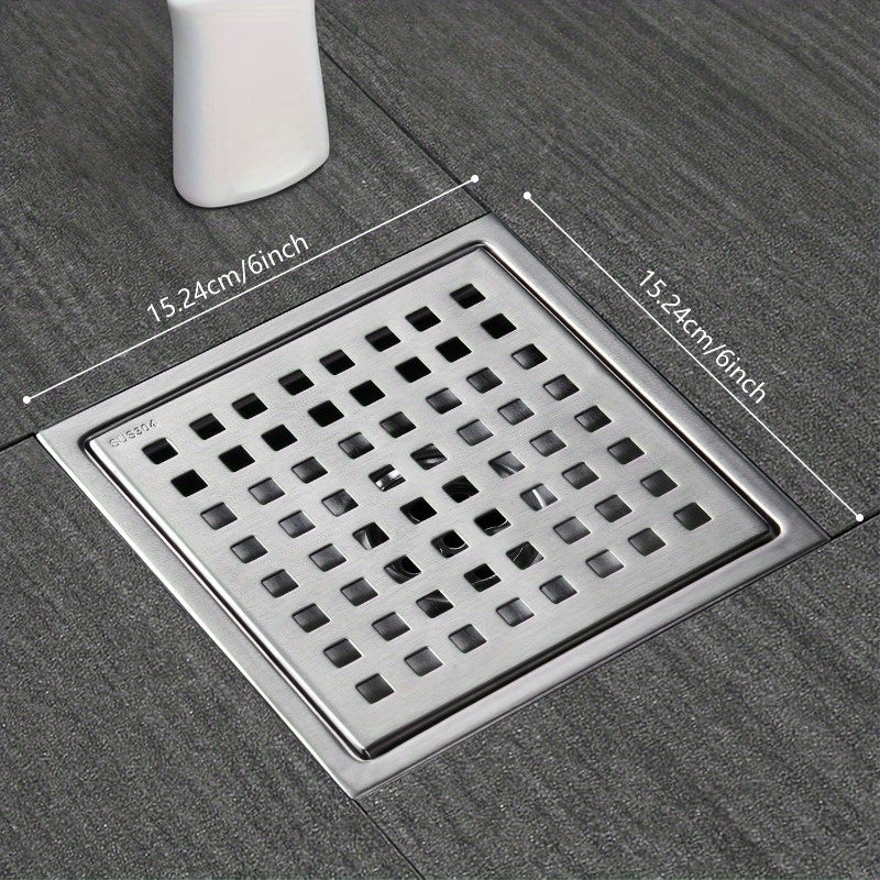 Desagüe de Ducha Cuadrado de Acero Inoxidable 304 con Cubierta Extraíble - Diseño Moderno para Baños y Cocinas, Rejilla Fácil de Limpiar, Base Resistente a la Corrosión, Capturador de Cabello, Colador para Fregadero de Cocina, Estilo Contemporáneo