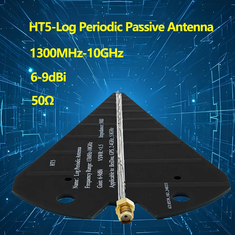 Antena UWB periódica logarítmica HT5, no cargada, 1300MHz-10GHz, ganancia de 6-9dBi, 50 ohmios para GPS, transmisión de señal de 2,4GHz y 5,8GHz