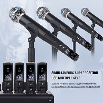 Sistema de Micrófono Inalámbrico NGUVMN con Conector XLR, Transmisión de Larga Distancia de 2.4GHz, Alimentado por USB, Sin Retroalimentación, Negro de Resina, Compatible con Micrófonos Condensadores y Dinámicos, Amplificadores y Tubos de Soplado, Superp