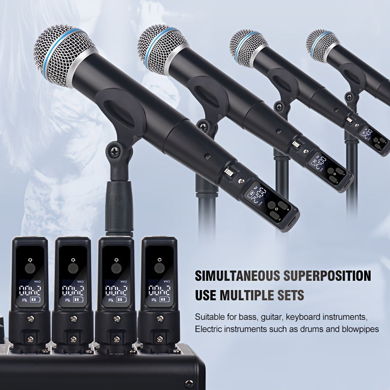 Sistema de Micrófono Inalámbrico NGUVMN con Conector XLR, Transmisión de Larga Distancia de 2.4GHz, Alimentado por USB, Sin Retroalimentación, Negro de Resina, Compatible con Micrófonos Condensadores y Dinámicos, Amplificadores y Tubos de Soplado, Superp