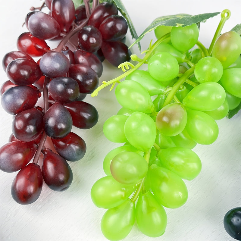 15 piezas de uvas artificiales de 5 colores (6 piezas de 18.03 cm y 9 piezas de 16.51 cm), uvas de plástico realistas y de goma adecuadas para decoración de centros de cocina de vino de frutas en bodas, decoración de vacaciones y decoración del hogar
