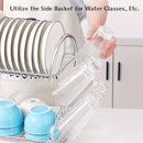 Estante de platos de acero inoxidable en forma de S de dos niveles - Organizador de cocina de encimera que ahorra espacio para platos y tazones, fácil de ensamblar, estructura de hierro duradera, solución de almacenamiento de cocina | Estante metálico el