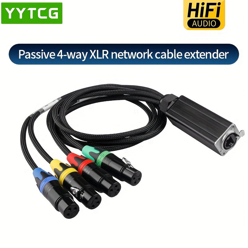 Extensor de Cable XLR de 4 Vías YYTCG - Amplificador de Señal para Micrófonos, Iluminación y Audio de Escenario, Sin Alimentación, 1pc
