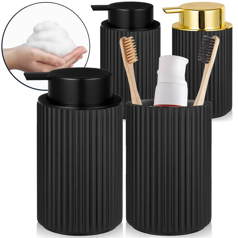 Juego de 2 Dispensadores de Jabón con Bomba de Espuma y Taza de Lavado, Botella de Gel de Ducha y Manos de Plástico para Decoración de Baño y Cocina