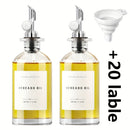 Juego de 2 Botellas Dispensadoras de Aceite de Oliva con Bandeja, Dispensador de Aceite y Vinagre con Boquilla de Metal, Dispensador de Jarabe de Café, Cruet de Aceite de Oliva, Botellas Contenedores de Aceite para Cocina
