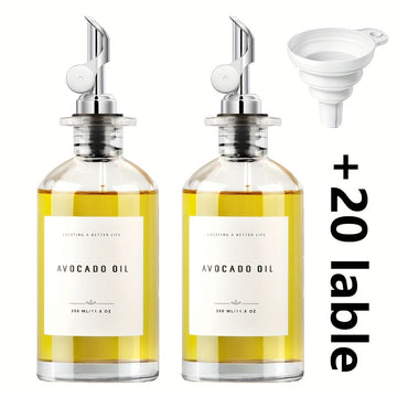 Juego de 2 Botellas Dispensadoras de Aceite de Oliva con Bandeja, Dispensador de Aceite y Vinagre con Boquilla de Metal, Dispensador de Jarabe de Café, Cruet de Aceite de Oliva, Botellas Contenedores de Aceite para Cocina