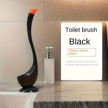 Escobilla para inodoro de cisne de 2 colores, herramienta de limpieza de baño de plástico, limpieza de 360° con cerdas anguladas, cepillo de baño reutilizable para una limpieza eficiente en casa y oficina, conjunto de escobilla y soporte