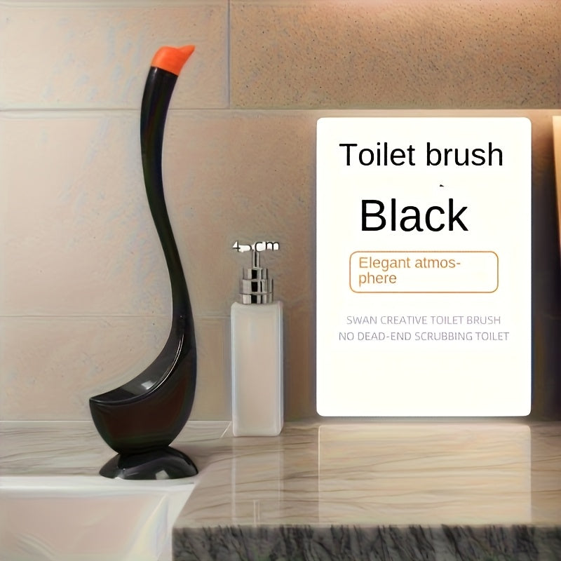 Escobilla para inodoro de cisne de 2 colores, herramienta de limpieza de baño de plástico, limpieza de 360° con cerdas anguladas, cepillo de baño reutilizable para una limpieza eficiente en casa y oficina, conjunto de escobilla y soporte