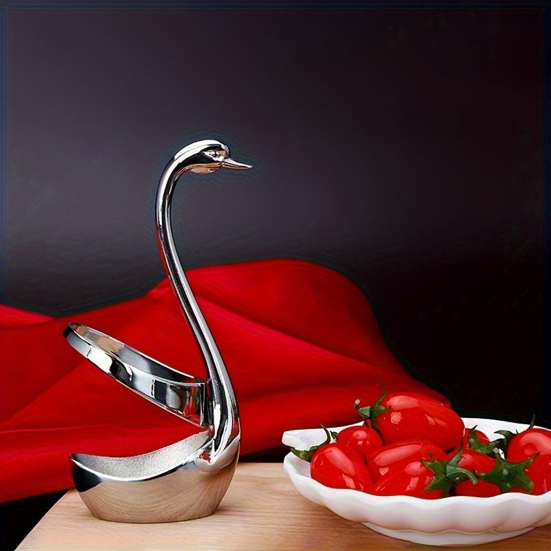 2 piezas de soporte de base de cisne plateado, soporte de cubiertos de forma de cisne de acero inoxidable, adecuado para bares de café y restaurantes, perfecto para decoración de mesas de bodas y entretenimiento.
