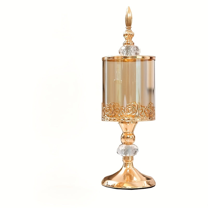 2 estilos disponibles, una jarra de almacenamiento de vidrio de cristal europeo con tapa para mesa de café de sala de estar, canasta de dulces de encaje, adorno decorativo.