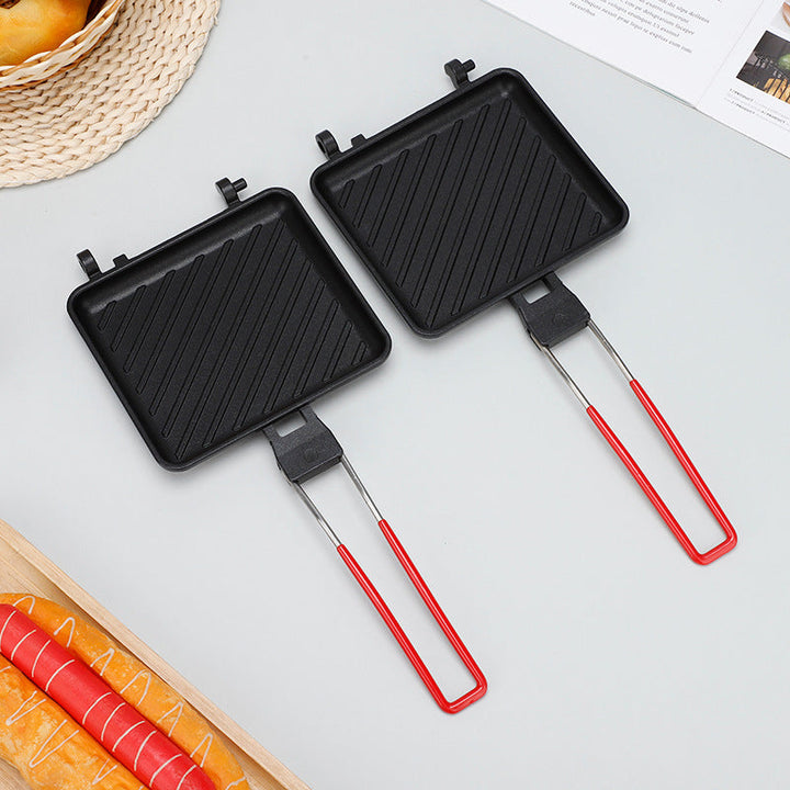 Mini bandeja de pan de sandwich de lona para exteriores - Doble cara, antiadherente, base plana, sin soldadura, para tostadas y bistecs, diseño cuadrado plegable para almacenamiento fácil, electrodoméstico de cocina duradero y fácil de limpiar, fabricant