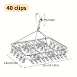 1pc Estante de Secado de Calcetines de Acero Inoxidable con Múltiples Clips - Gancho Giratorio a Prueba de Viento, Perfecto para Calcetines, Sujetadores y Ropa Interior - Accesorio Esencial para la Lavandería