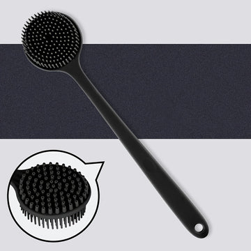 Escobilla de Baño con Mango Largo y Cerdas Suaves - Exfoliante Ergonómico para Espalda, Duradera y Fácil de Limpiar, Accesorio Higiénico para Masajes Corporales, Diseño Flexible en Beige Claro, Ideal para Uso Doméstico o Spa