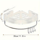 Estante de esquina transparente: Organizador para baño o cocina - Montado en la pared, adecuado para varios tipos de habitaciones, con 5 ganchos para almacenamiento adicional Decoraciones de Halloween y Navidad