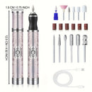 Juego de taladro de uñas con 18 cabezales de pulido, máquina de manicura y cuidado de pies recargable por USB, duradera y incluye lima de uñas y luz muerta, adecuada para uso en salón de casa, regalo ideal para mujeres, regalo de cumpleaños, regalo de va